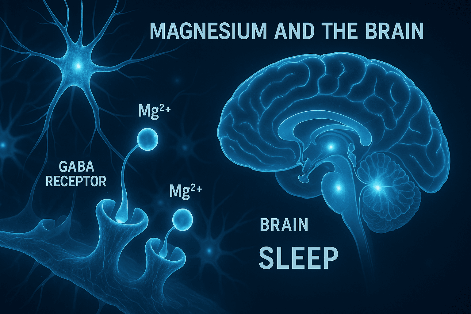 Visualization showing how magnesium interacts with brain receptors to promote sleep